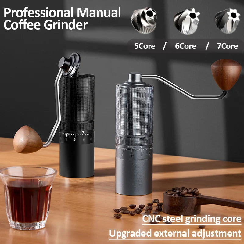 New Manual Coffee Grinder 5/6/7 Core Professional Espresso Bean Coffee Grinder Mill External Adjustable Coffee Maker for Home