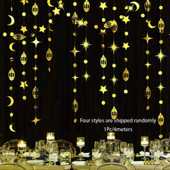 13Ft Iridescent Ramadan EID Mubarak Banner Decorations Hanging Star Moon Lamp Garlands Ramadan Mubarak Home Decor Birthday Party