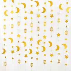 13Ft Iridescent Ramadan EID Mubarak Banner Decorations Hanging Star Moon Lamp Garlands Ramadan Mubarak Home Decor Birthday Party