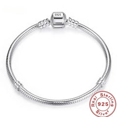 Handmade Original Fine Jewelry 925 Silver Charm Bracelet Soft Smooth Snake Bone Bracelets for Women