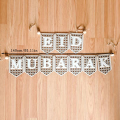 1Pc Ramadan Wooden Banner, Flag, Hanging Decoration Ramadan Kareem， Happy Ramadan， Eid Mubarak，muslim Decor，mubarak Decorations