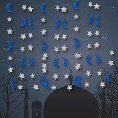 13Ft Iridescent Ramadan EID Mubarak Banner Decorations Hanging Star Moon Lamp Garlands Ramadan Mubarak Home Decor Birthday Party