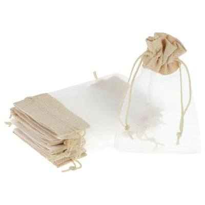 10PCS Organza Bags 4x6 Burlap Bags Jewelry Bags Drawstring Organza Small Mesh Bags Drawstring Favors Mesh Gift Bags Sachet Candy Pouches for Party Jewelry Christmas Festival Eid Mubarak Party