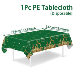 Eid Mubarak Tablecloths Ramadan Decoration 2025 for Home Islamic Muslim Party Decor Ramadan Tableware Supplies Eid Al Adha Gift