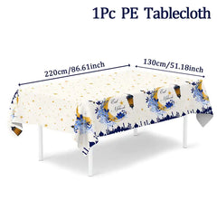 Eid Mubarak Tablecloths Ramadan Decoration 2025 for Home Islamic Muslim Party Decor Ramadan Tableware Supplies Eid Al Adha Gift