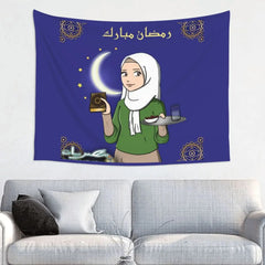 Eid Mubarak Moon Hippie Tapestry for Living Room Dorm Decoration Islamic Muslim Ramadan Tapestries Home Decor