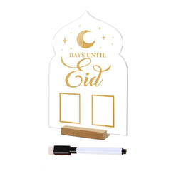 Acrylic Ramadan Countdown Calendar Board Wooden Base Household Table Eid Mubarak Party Festivals Ornament Gifts