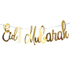 Eid Mubarak Banner Star Moon Pattern Latex Balloons Islamic Muslim Home Party Bunting Garland Black Banners Hanging Card Decor