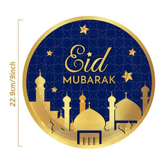 Blue Gold Eid Mubarak Disposable Paper Plate Cup Napkin Banner Eid Mubarak Islamic Muslim Festival Party Decor Supplies