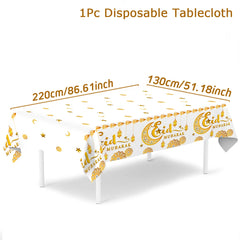 Eid Mubarak Tablecloths Ramadan Decoration 2025 for Home Islamic Muslim Party Decor Ramadan Tableware Supplies Eid Al Adha Gift