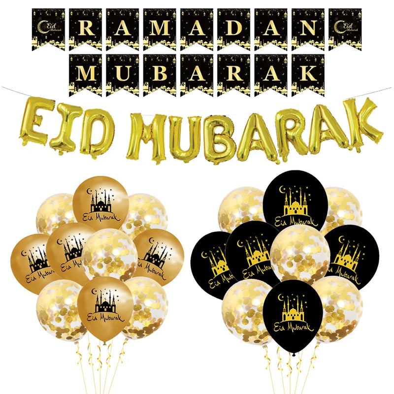 Eid Mubarak Balloon Banner Ramadan Kareem Party Balloon Banner Decoration Eid Mubarak Muslim Islamic Festival party Decoration