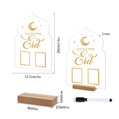 Acrylic Ramadan Countdown Calendar Board Wooden Base Household Table Eid Mubarak Party Festivals Ornament Gifts