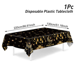 Eid Mubarak Tablecloths Ramadan Decoration 2025 for Home Islamic Muslim Party Decor Ramadan Tableware Supplies Eid Al Adha Gift