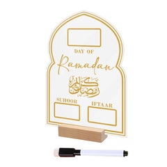 Acrylic Ramadan Countdown Calendar Board Wooden Base Household Table Eid Mubarak Party Festivals Ornament Gifts