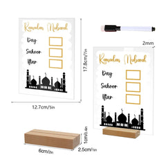 Acrylic Ramadan Countdown Calendar Board Wooden Base Household Table Eid Mubarak Party Festivals Ornament Gifts