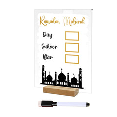 Acrylic Ramadan Countdown Calendar Board Wooden Base Household Table Eid Mubarak Party Festivals Ornament Gifts