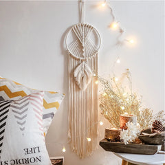 Star Moon Macrame Dream Catcher with Light