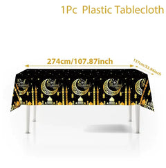 Eid Mubarak Tablecloths Ramadan Decoration 2025 for Home Islamic Muslim Party Decor Ramadan Tableware Supplies Eid Al Adha Gift