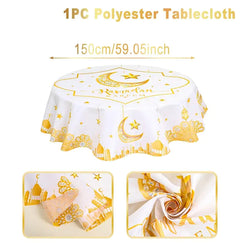 Eid Mubarak Tablecloths Ramadan Decoration 2025 for Home Islamic Muslim Party Decor Ramadan Tableware Supplies Eid Al Adha Gift