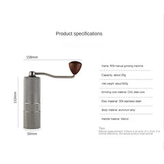 1 PCS Manual Coffee Grinder Portable Coffee Bean Grinder Multi Grind Level For Espresso Maker Stainless Steel Conical Burr