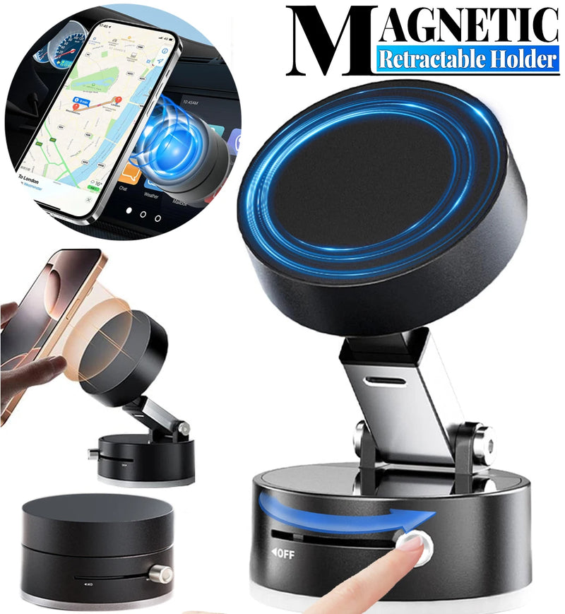 Adjustable Mechanical Vacuum Magnetic Car Suction Phone Holder With Telescopic Structure Suction Cup Magnetic Phone Mount