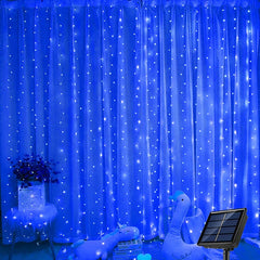 Solar Curtain Light Outdoor Waterproof Solar Fairy Garland String Lights for Garden Yard Pavilion Wedding Party Holiday Decor