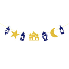 13Ft Iridescent Ramadan EID Mubarak Banner Decorations Hanging Star Moon Lamp Garlands Ramadan Mubarak Home Decor Birthday Party