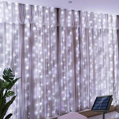 Solar Curtain Light Outdoor Waterproof Solar Fairy Garland String Lights for Garden Yard Pavilion Wedding Party Holiday Decor