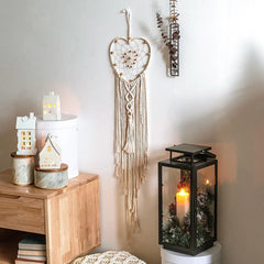 Star Moon Macrame Dream Catcher with Light