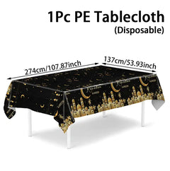 Eid Mubarak Tablecloths Ramadan Decoration 2025 for Home Islamic Muslim Party Decor Ramadan Tableware Supplies Eid Al Adha Gift