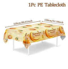 Eid Mubarak Tablecloths Ramadan Decoration 2025 for Home Islamic Muslim Party Decor Ramadan Tableware Supplies Eid Al Adha Gift