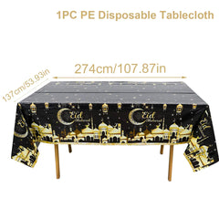 Eid Mubarak Tablecloths Ramadan Decoration 2025 for Home Islamic Muslim Party Decor Ramadan Tableware Supplies Eid Al Adha Gift